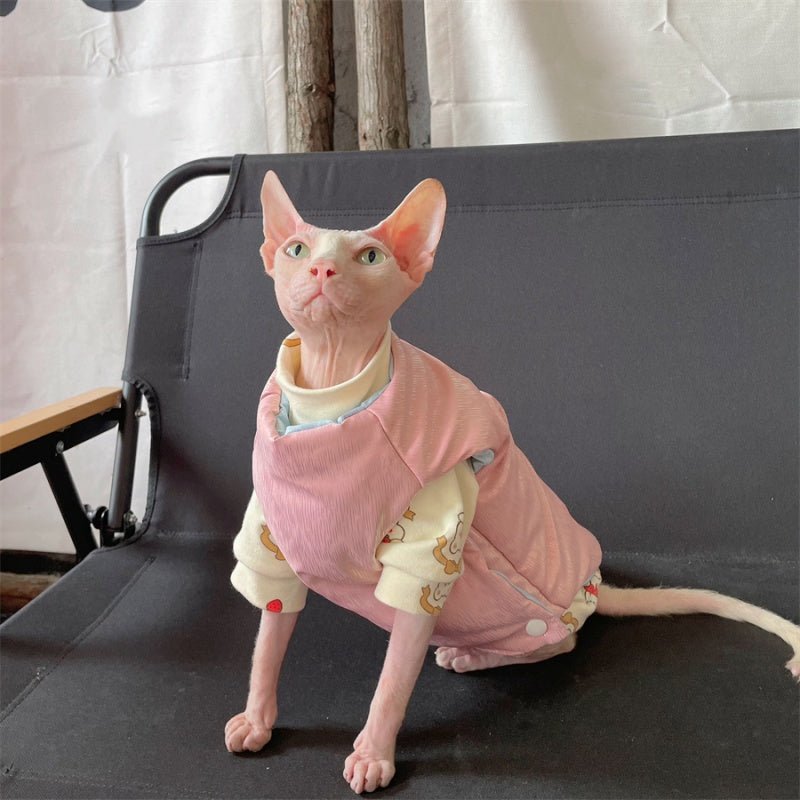 Reversible Winter Coat Sphynx Cat Clothes Devon Rex Cozy Vest - PIKAPIKA