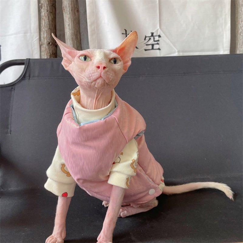 Reversible Winter Coat Sphynx Cat Clothes Devon Rex Cozy Vest - PIKAPIKA