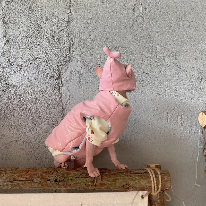 Reversible Winter Coat Sphynx Cat Clothes Devon Rex Cozy Vest - PIKAPIKA