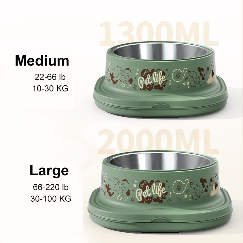 Dog Bowl Large-Capacity Stainless Steel Double Layer Feeder - PIKAPIKA