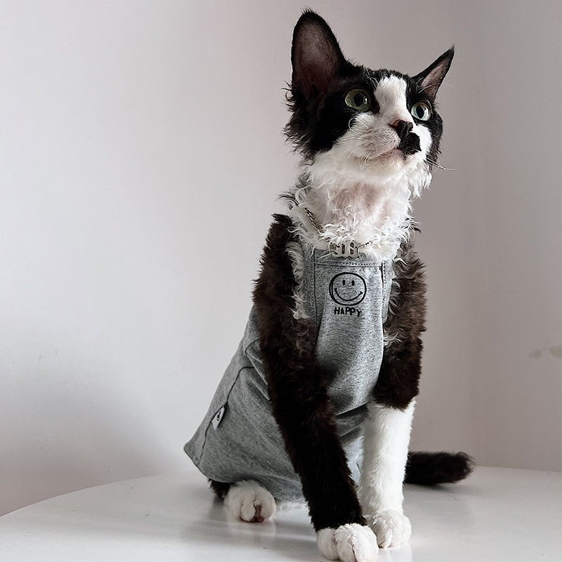 Smile Print Tank Top Sphynx Cat Clothes - PIKAPIKA