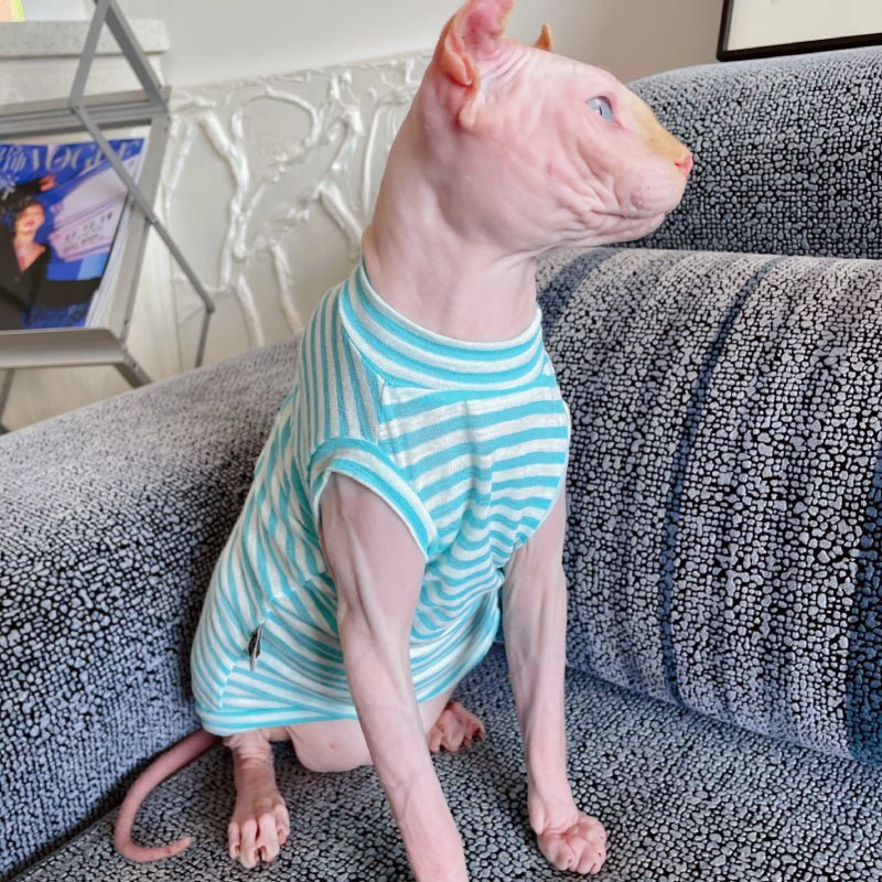 Soft Breathable Light Stripes Onesies Sphynx Cat Clothes - PIKAPIKA