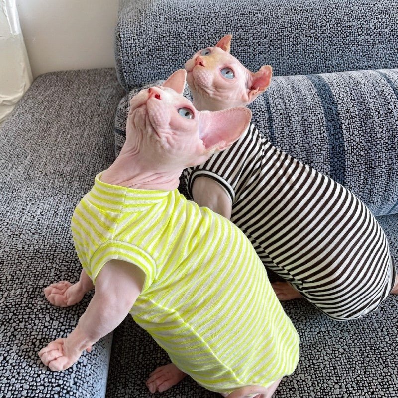 Soft Breathable Light Stripes Onesies Sphynx Cat Clothes - PIKAPIKA