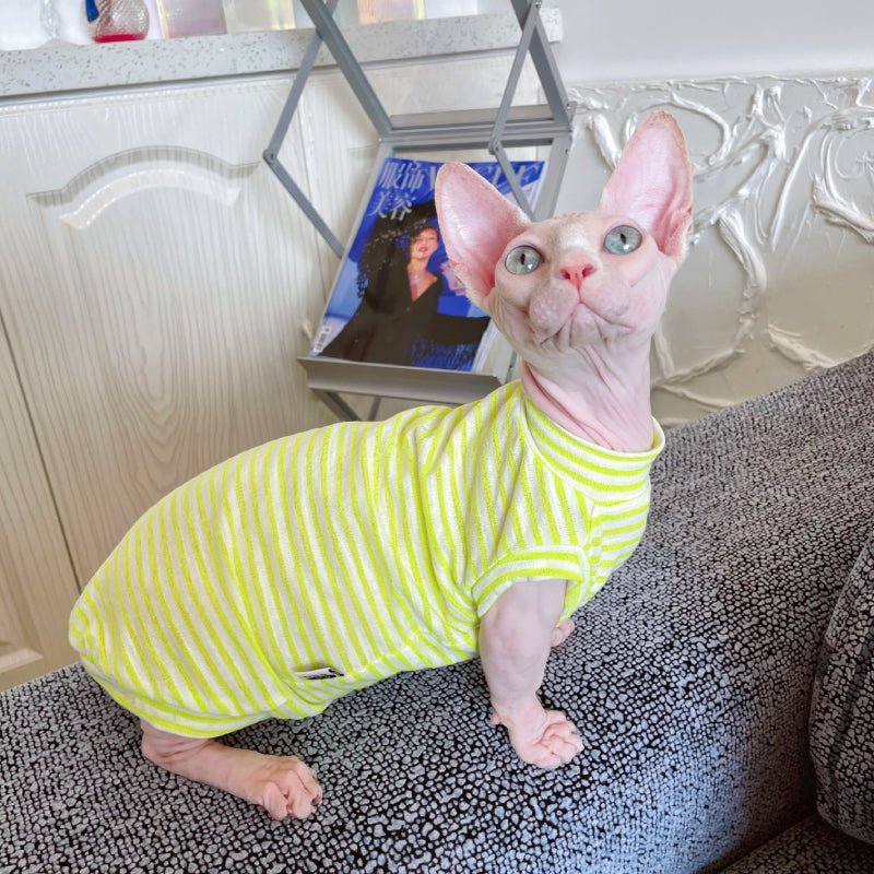 Soft Breathable Light Stripes Onesies Sphynx Cat Clothes - PIKAPIKA
