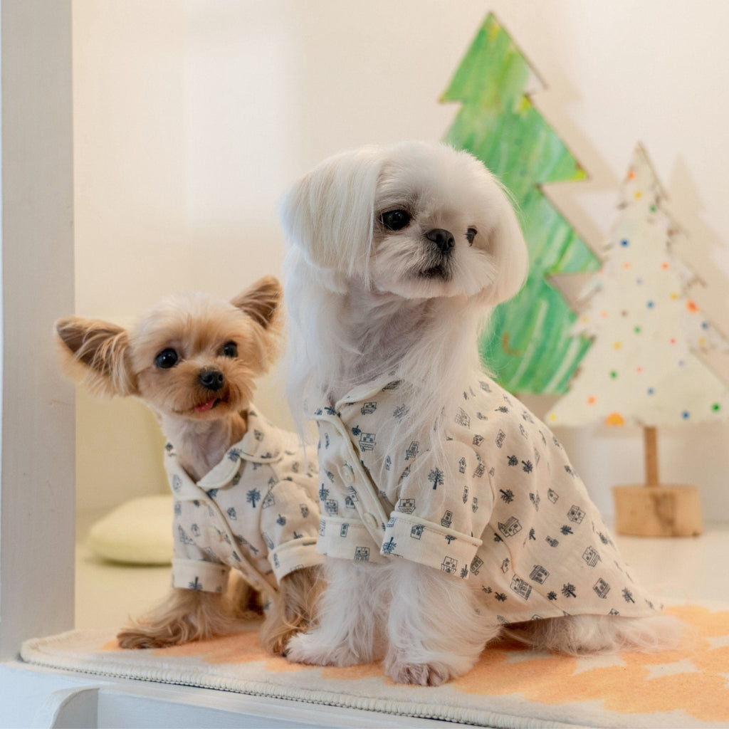 Soft Cotton Family Pajamas with Double Collar for Toy Dogs - PIKAPIKA