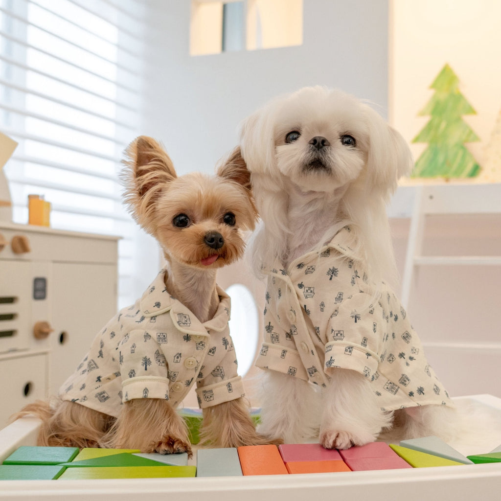 Soft Cotton Family Pajamas with Double Collar for Toy Dogs - PIKAPIKA