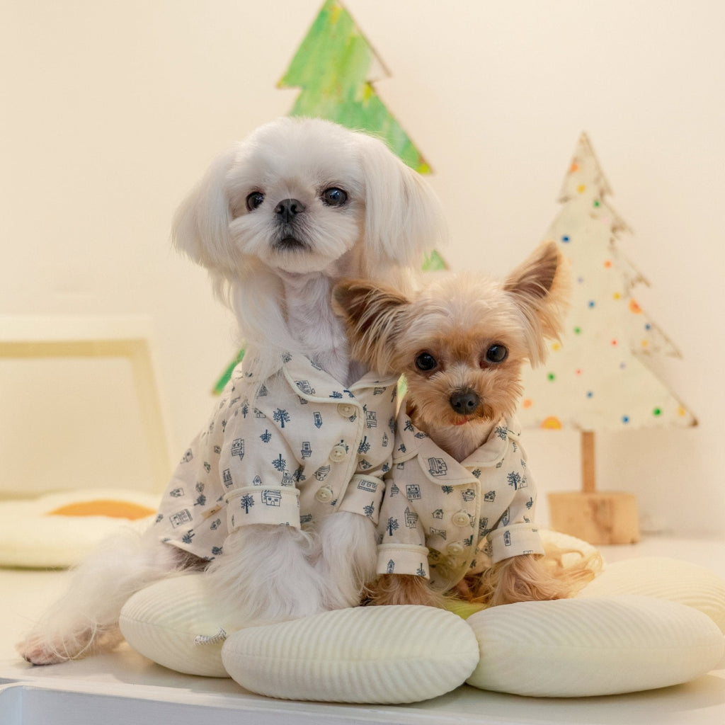 Soft Cotton Family Pajamas with Double Collar for Toy Dogs - PIKAPIKA