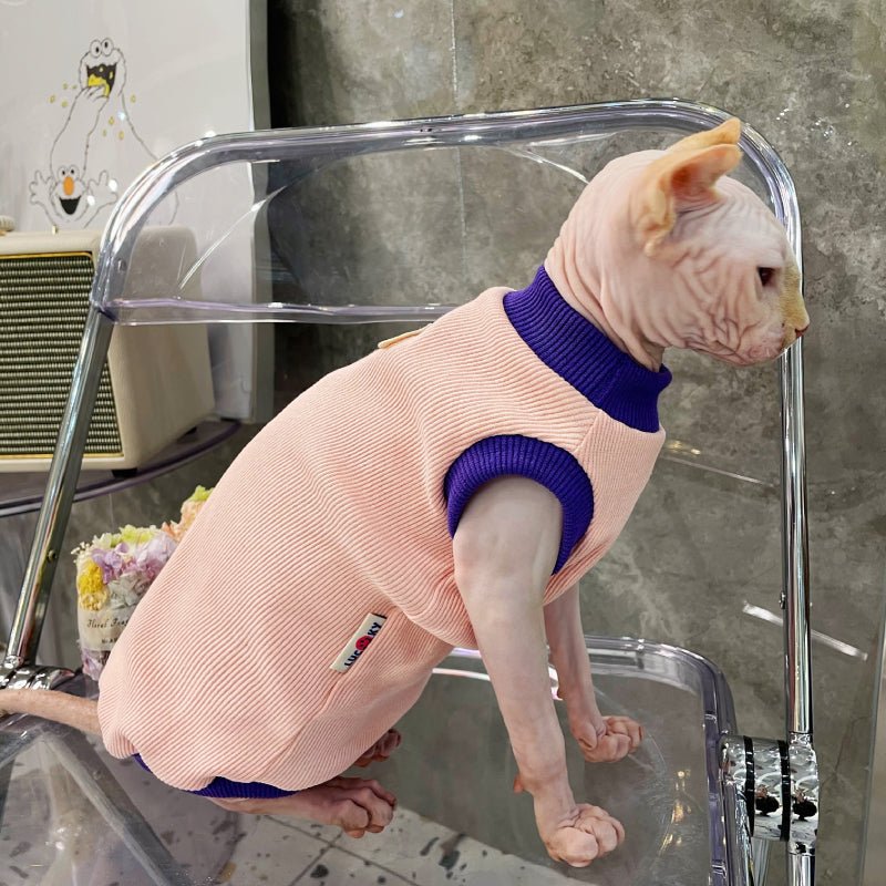 Soft Cotton Onesies for Sphynx Cat Clothes Pink - PIKAPIKA