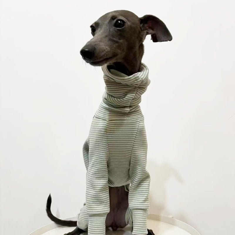 Soft Cotton Onesies Turtleneck Stripes 4 Legged Greyhound Whippet Dog Clothing - PIKAPIKA