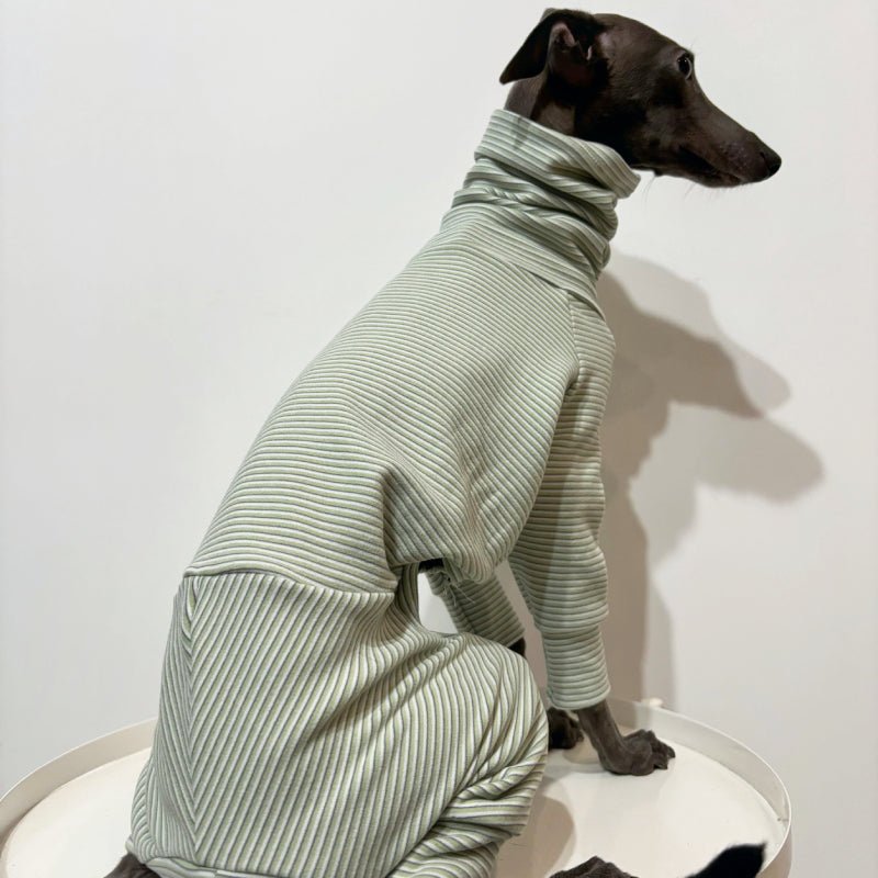 Soft Cotton Onesies Turtleneck Stripes 4 Legged Greyhound Whippet Dog Clothing - PIKAPIKA