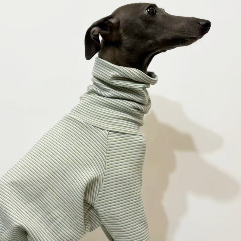 Soft Cotton Onesies Turtleneck Stripes 4 Legged Greyhound Whippet Dog Clothing - PIKAPIKA