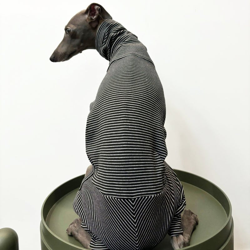Soft Cotton Onesies Turtleneck Stripes 4 Legged Greyhound Whippet Dog Clothing - PIKAPIKA