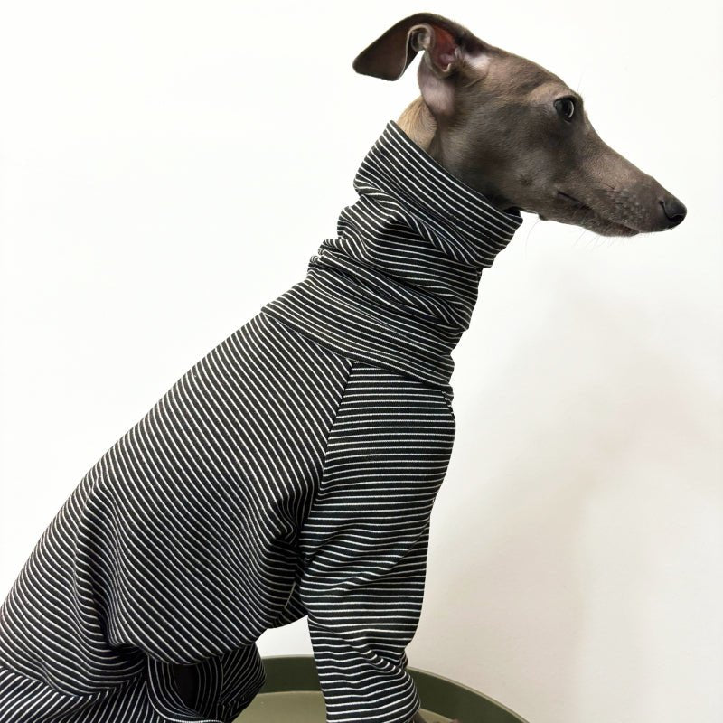 Soft Cotton Onesies Turtleneck Stripes 4 Legged Greyhound Whippet Dog Clothing - PIKAPIKA