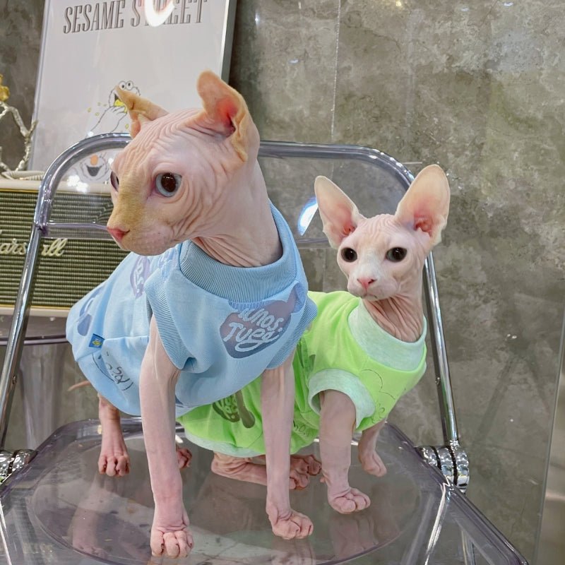 Soft Cotton Shirts Sphynx Cat Devon Rex Clothes Sleeveless - PIKAPIKA