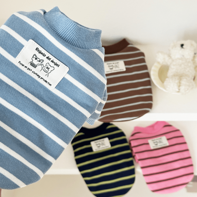 Soft Cotton Shirts Sphynx Cat Devon Rex Clothes Stripes - PIKAPIKA
