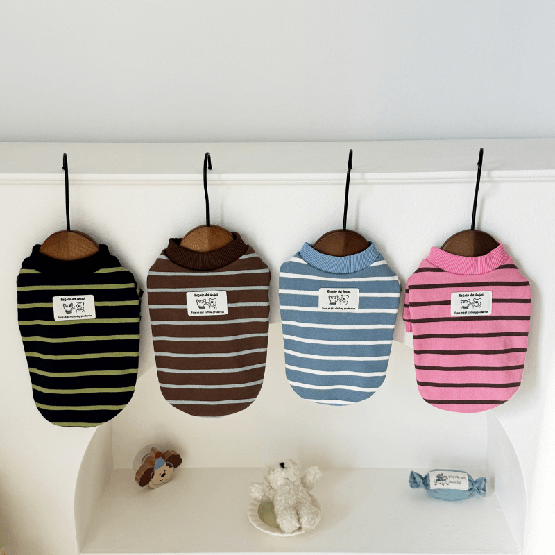 Soft Cotton Shirts Sphynx Cat Devon Rex Clothes Stripes - PIKAPIKA