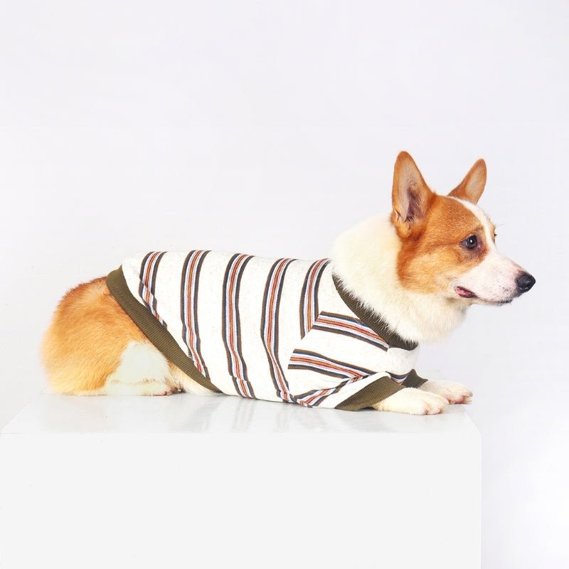 Soft Cotton Sweatshirts Corgi Dog Clothes Stripes - PIKAPIKA