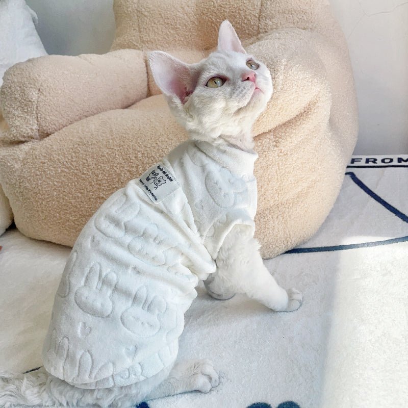 Soft Sleeveless Shirts Sphynx Cat Devon Rex Clothes White - PIKAPIKA