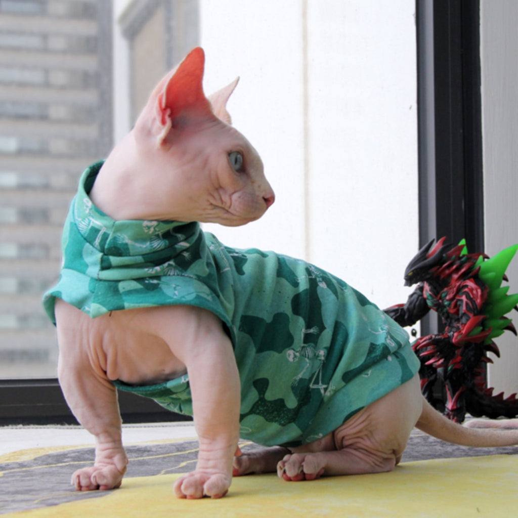 Soft T-shirts Sphynx Cat Clothes One Hole Hand Made - PIKAPIKA