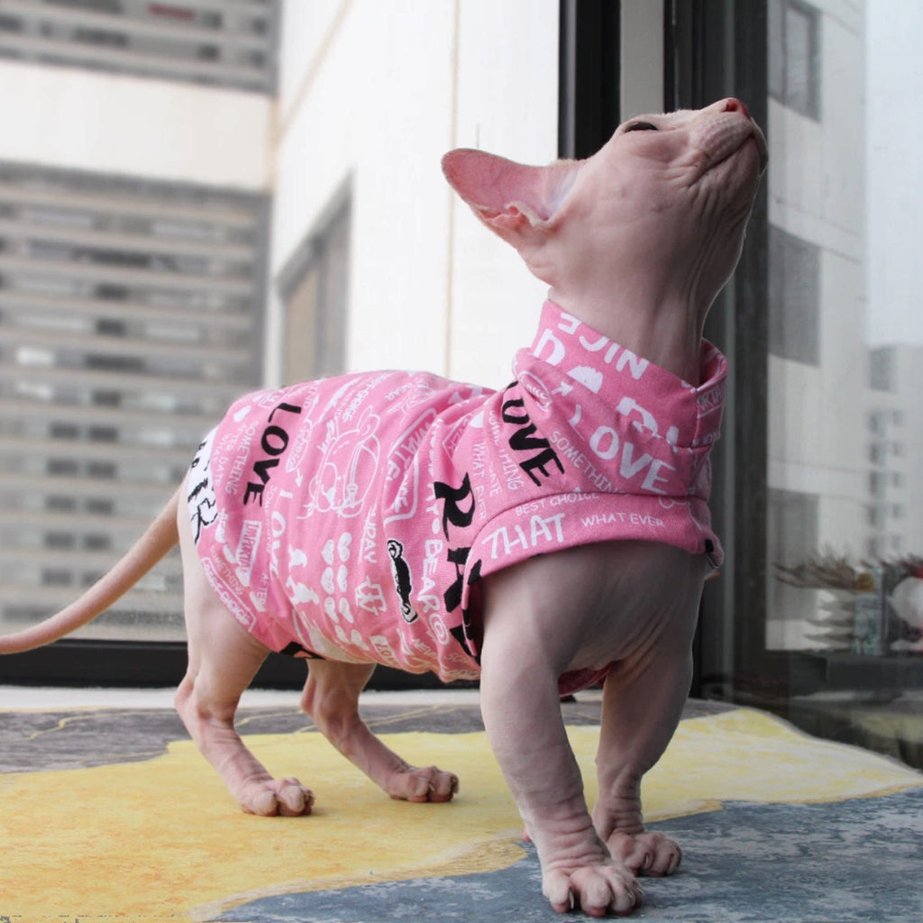 Soft T-shirts Sphynx Cat Clothes One Hole Hand Made - PIKAPIKA