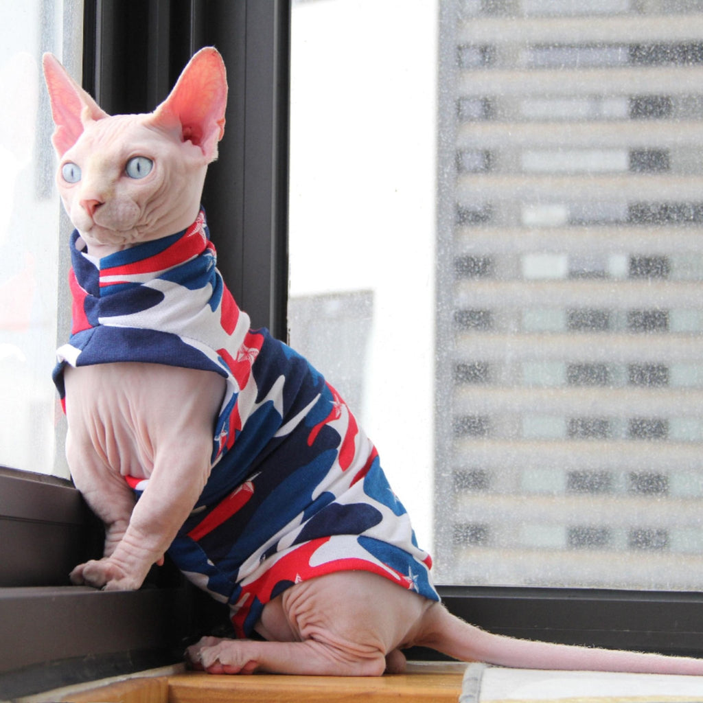 Soft T-shirts Sphynx Cat Clothes One Hole Hand Made - PIKAPIKA