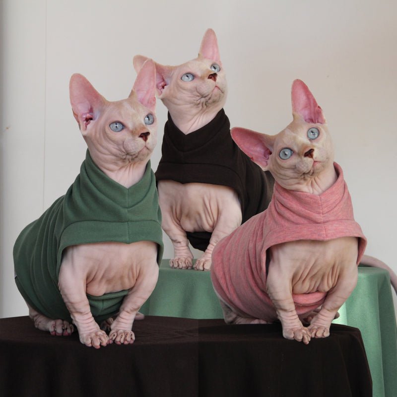 Soft Warm T-shirts Sphynx Cat Clothes One Hole Elastic - PIKAPIKA