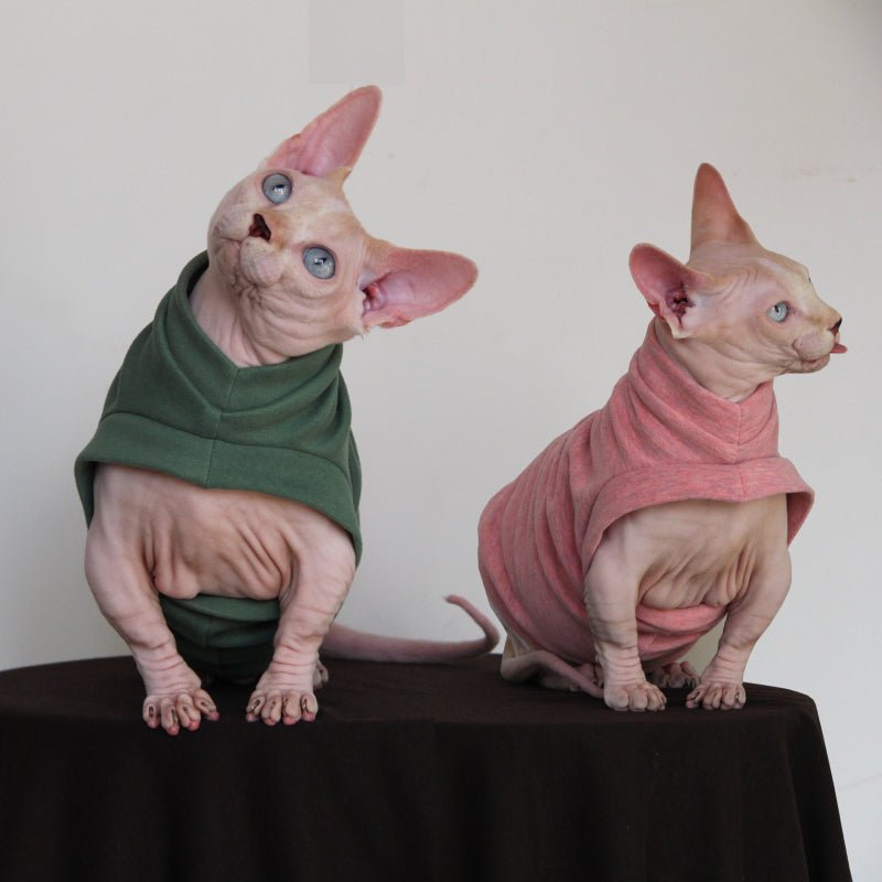 Soft Warm T-shirts Sphynx Cat Clothes One Hole Elastic - PIKAPIKA