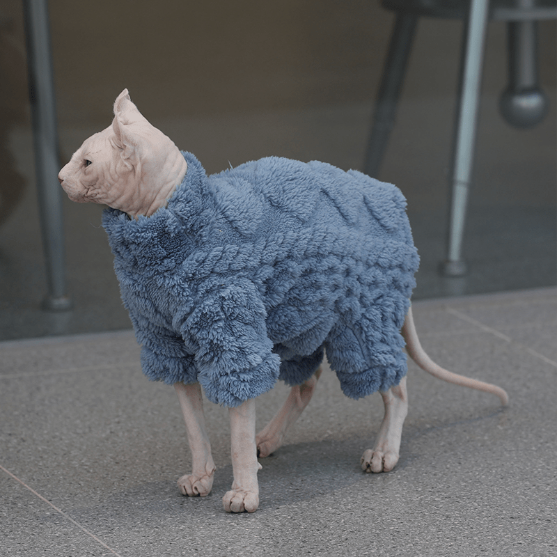 Sphynx Cat Clothes 4Legs Onesies Fleece Warm - PIKAPIKA