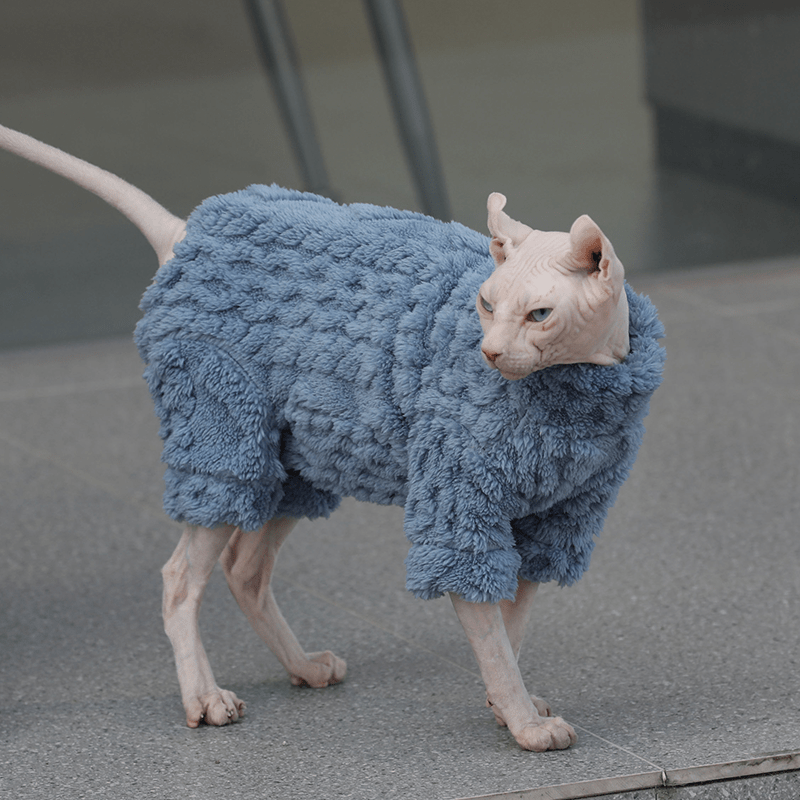 Sphynx Cat Clothes 4Legs Onesies Fleece Warm - PIKAPIKA