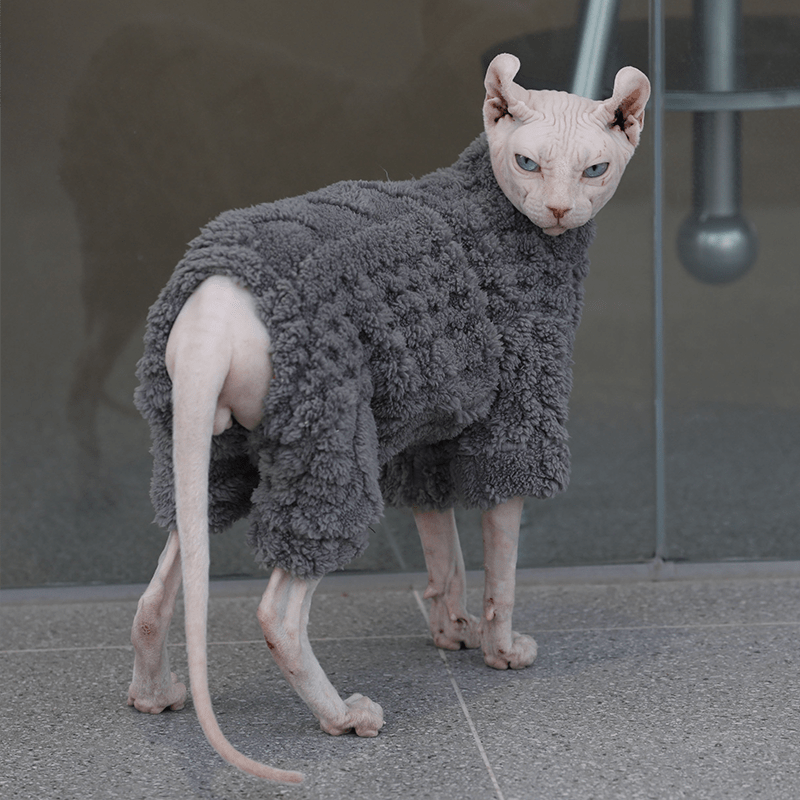 Sphynx Cat Clothes 4Legs Onesies Fleece Warm - PIKAPIKA