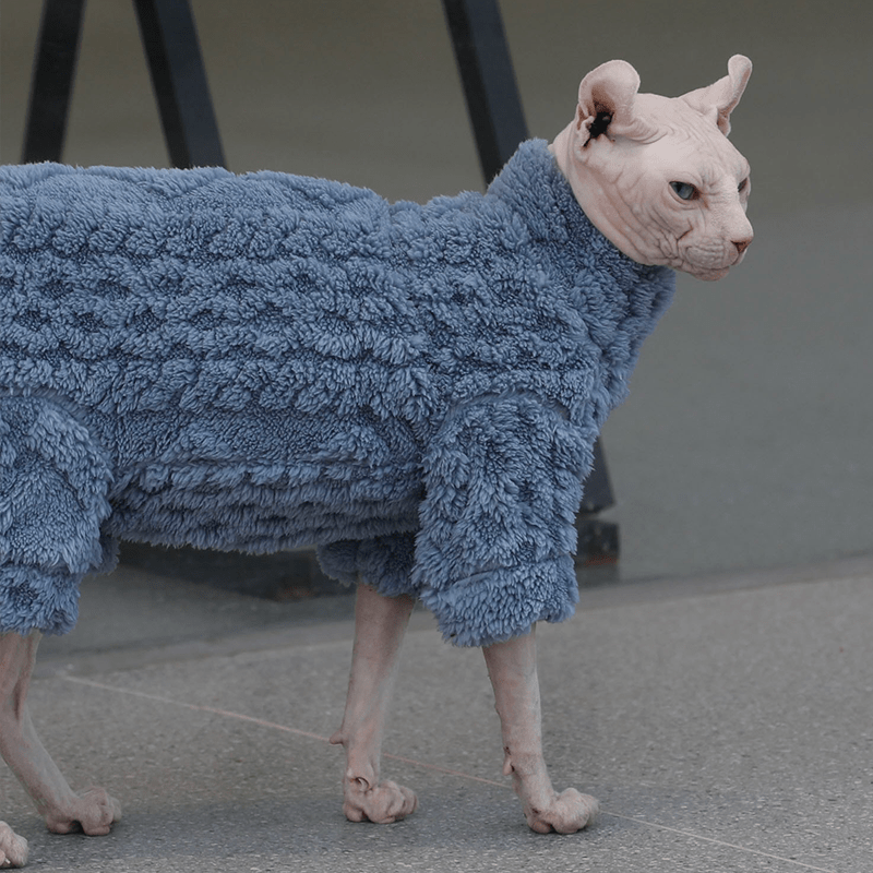 Sphynx Cat Clothes 4Legs Onesies Fleece Warm - PIKAPIKA