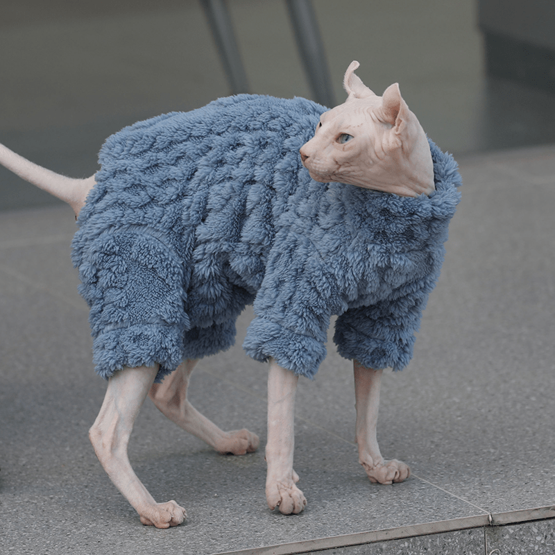 Sphynx Cat Clothes 4Legs Onesies Fleece Warm - PIKAPIKA