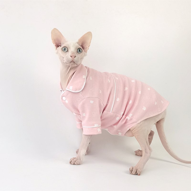Sphynx Cat Clothes Cotton Button Pajama - PIKAPIKA
