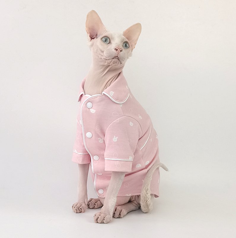 Sphynx Cat Clothes Cotton Button Pajama - PIKAPIKA