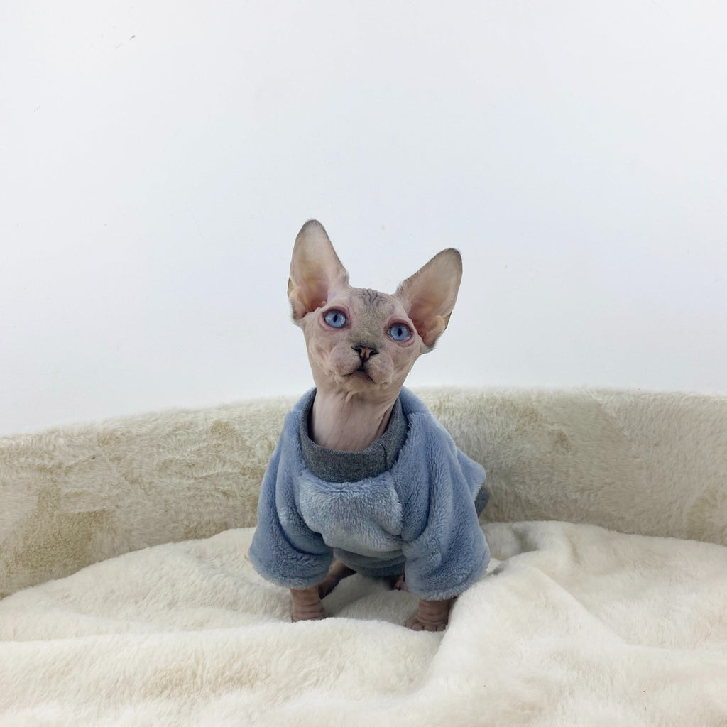 Sphynx Cat Clothes Flannel Fleece Shirts - PIKAPIKA