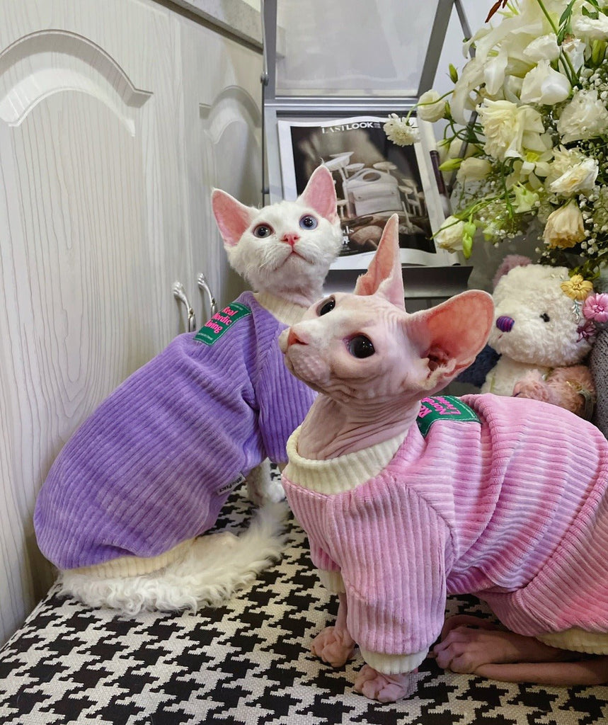 Sphynx Cat Clothes Flannel Fleece Shirts - PIKAPIKA