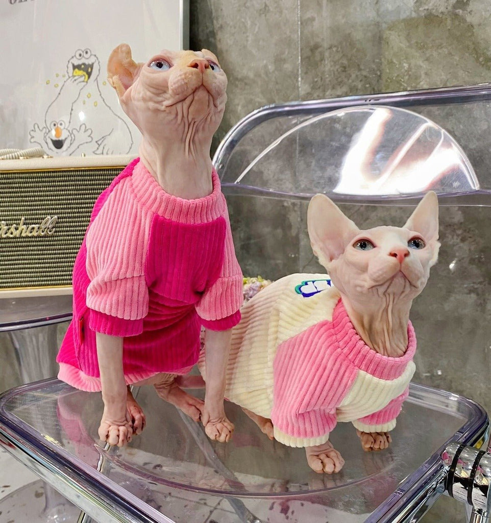 Sphynx Cat Clothes Flannel Fleece Shirts - PIKAPIKA