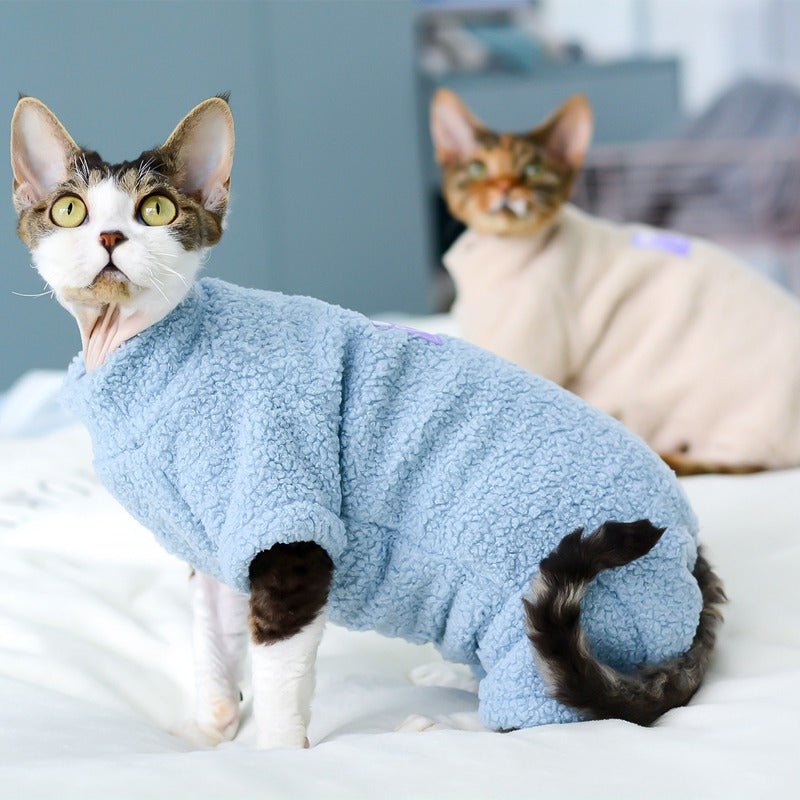 Sphynx Cat Clothes Fleece Onesie Pajama - PIKAPIKA