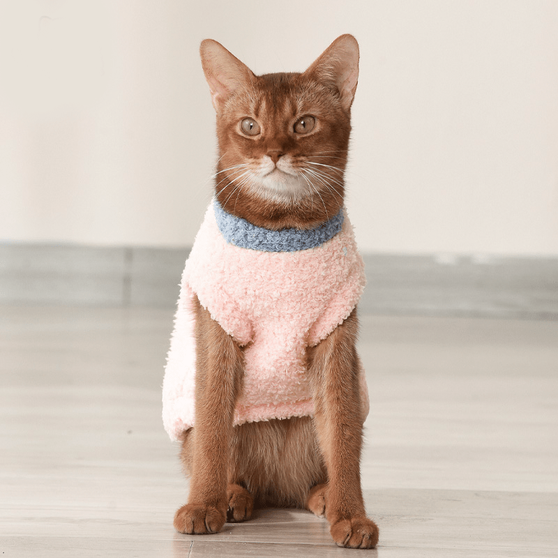 Sphynx Cat Clothes Fleece Sweatshirts Sleeveless with Leashes Multicolor - PIKAPIKA