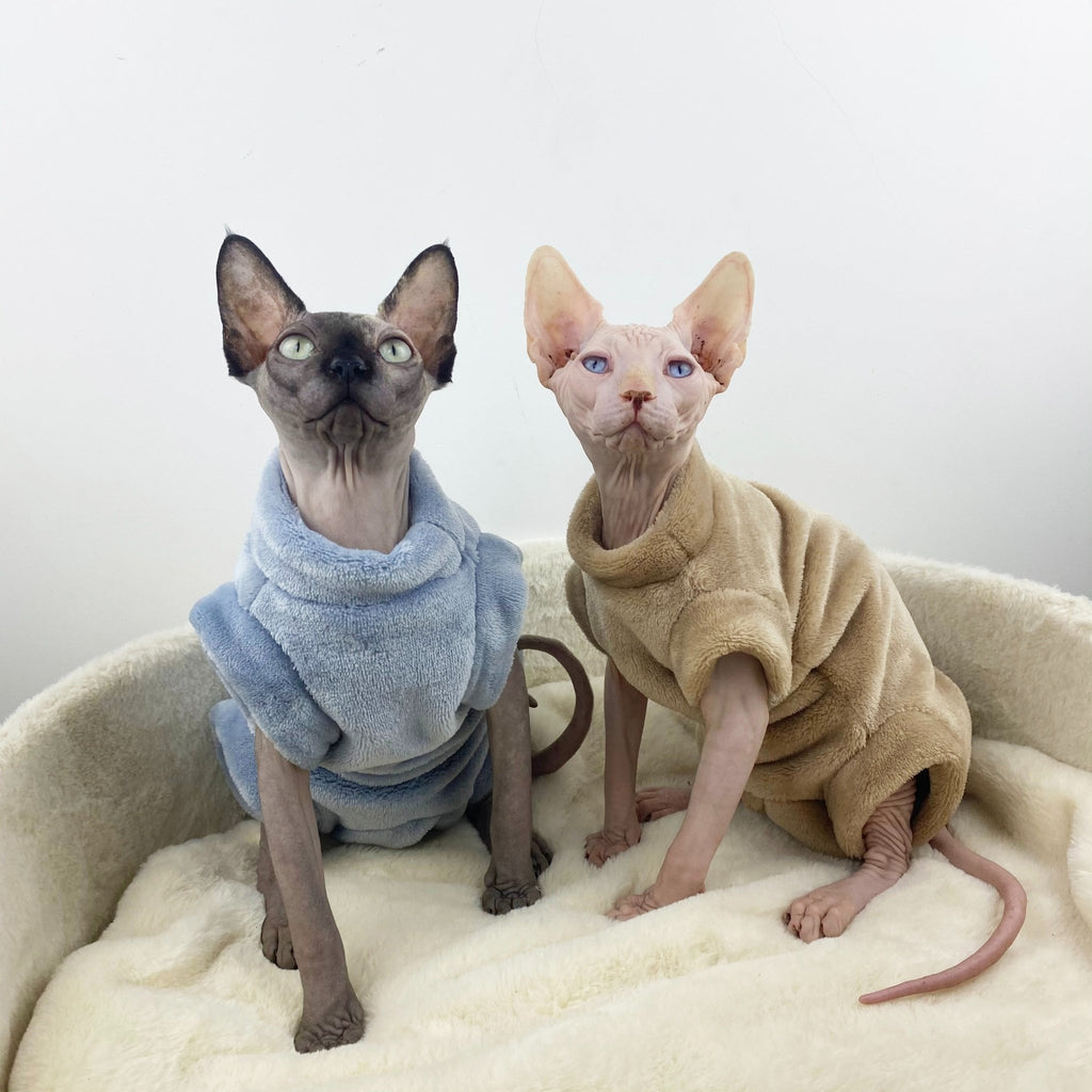 Sphynx Cat Clothes Fleece Turtleneck Sleeveless Onesie Pajama - PIKAPIKA