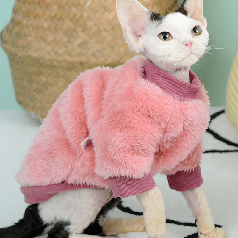 Sphynx Cat Clothes Hand Made Fleece Sweatshirts Warm - PIKAPIKA