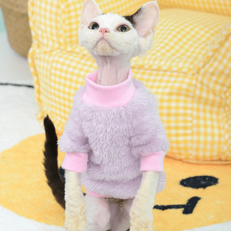 Sphynx Cat Clothes Hand Made Fleece Sweatshirts Warm - PIKAPIKA