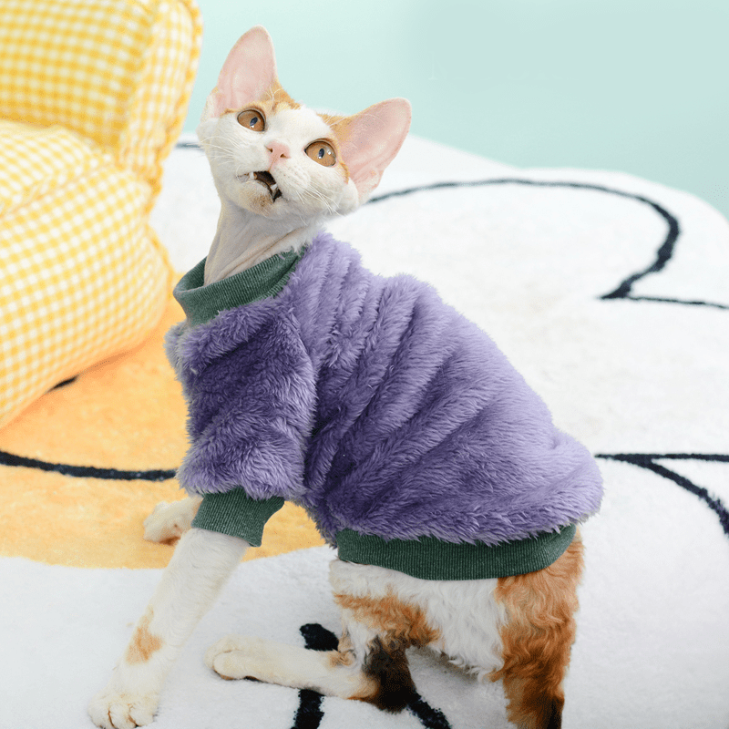 Sphynx Cat Clothes Hand Made Fleece Sweatshirts Warm - PIKAPIKA