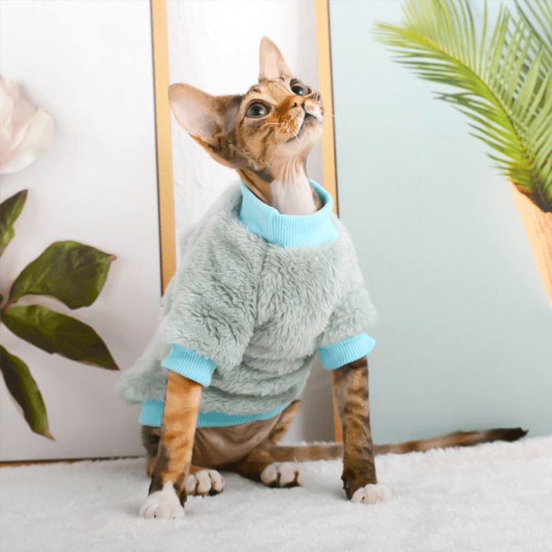 Sphynx Cat Clothes Hand Made Fleece Sweatshirts Warm - PIKAPIKA