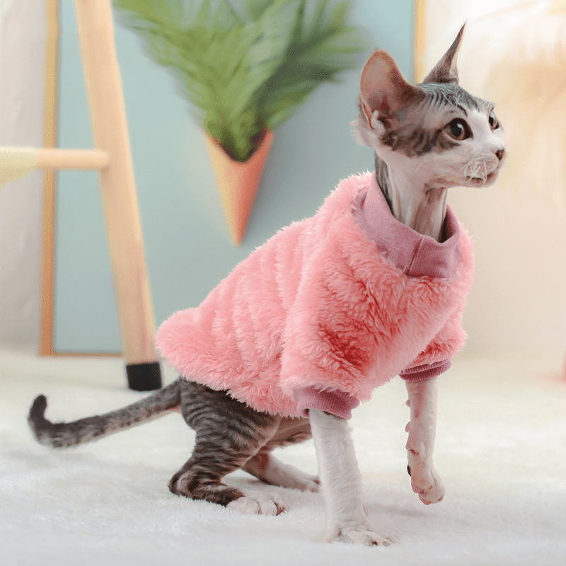 Sphynx Cat Clothes Hand Made Fleece Sweatshirts Warm - PIKAPIKA