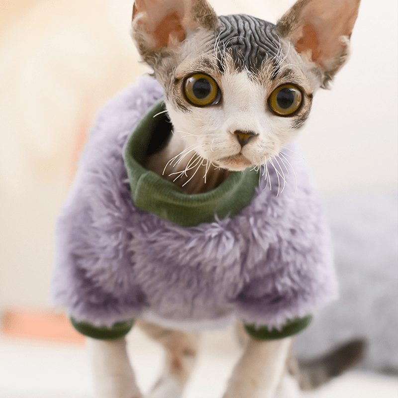 Sphynx Cat Clothes Hand Made Fleece Sweatshirts Warm - PIKAPIKA