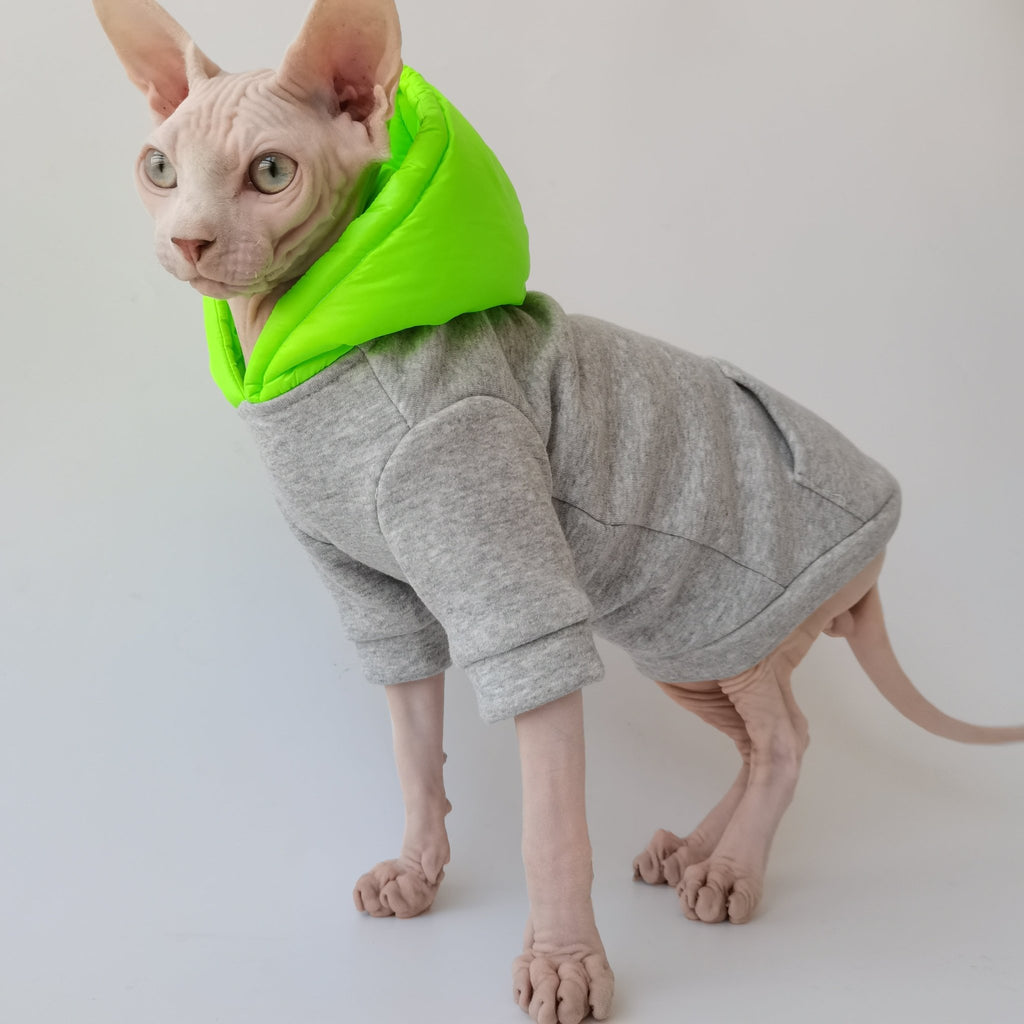 Sphynx Cat Clothes Hoodie Plush Lining - PIKAPIKA