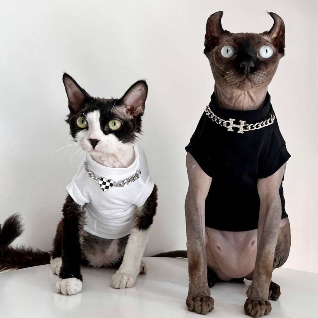 Sphynx Cat Clothes Necklace T-shirt - PIKAPIKA