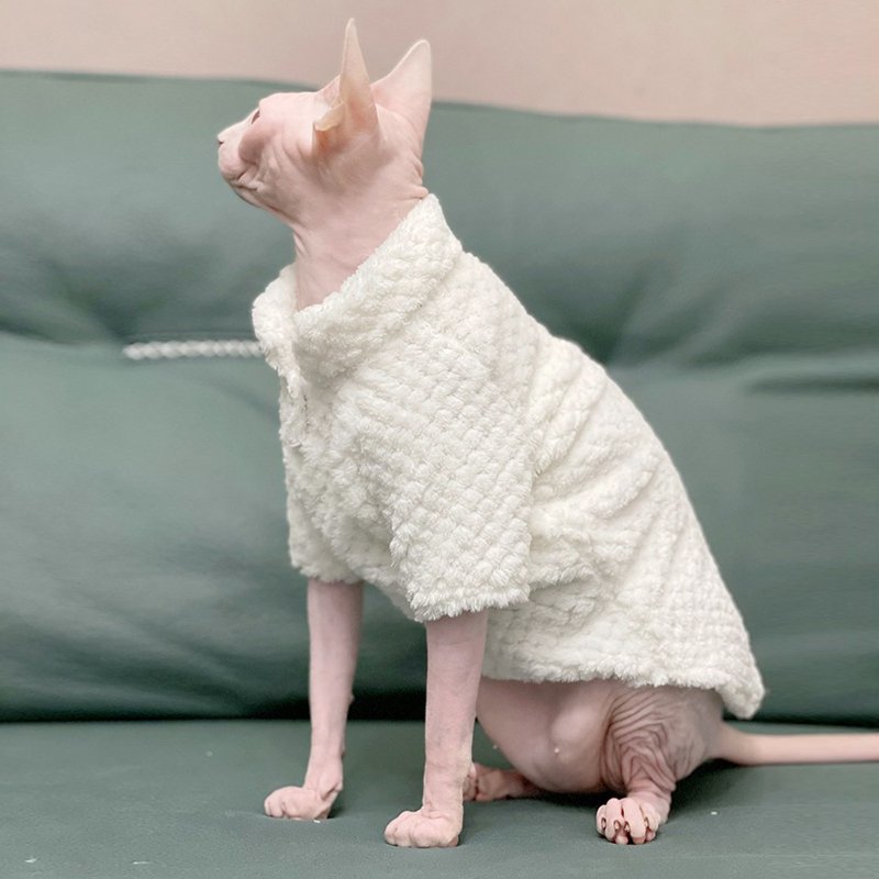 Sphynx Cat Clothes Plush Faux Fur Coat - PIKAPIKA