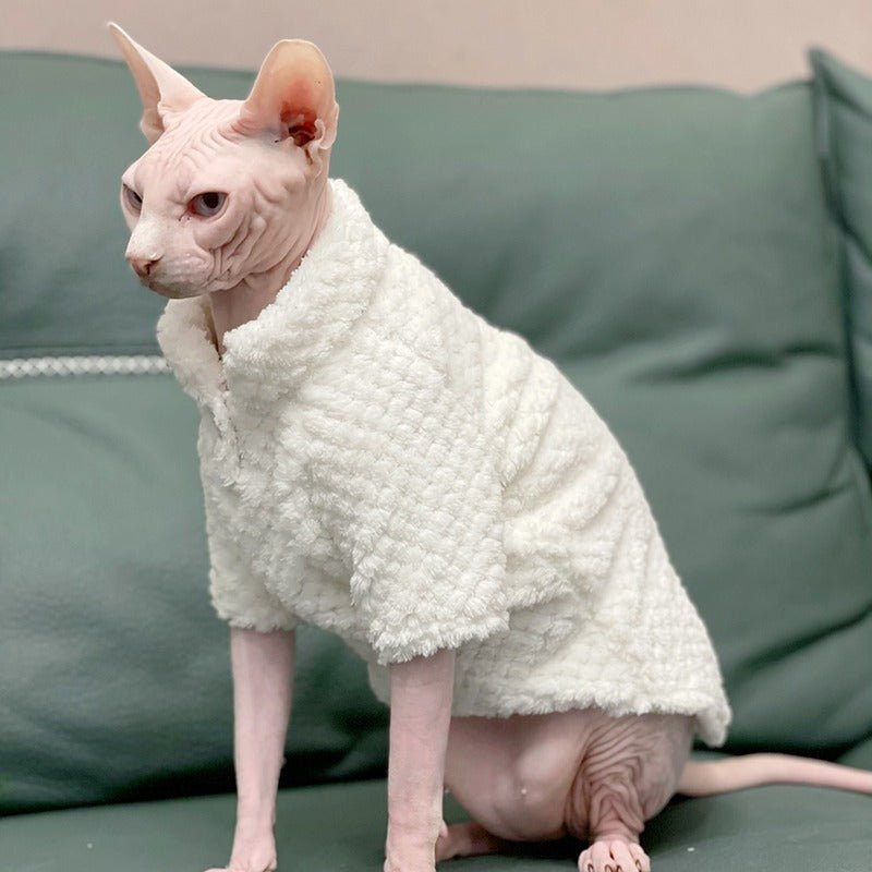 Sphynx Cat Clothes Plush Faux Fur Coat - PIKAPIKA